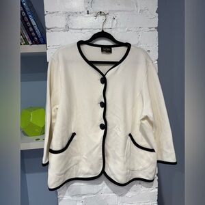 BOB MACKIE WEARABLE‎ ART WOMEN'S CARDIGAN SWEATER WHITE & BLACK